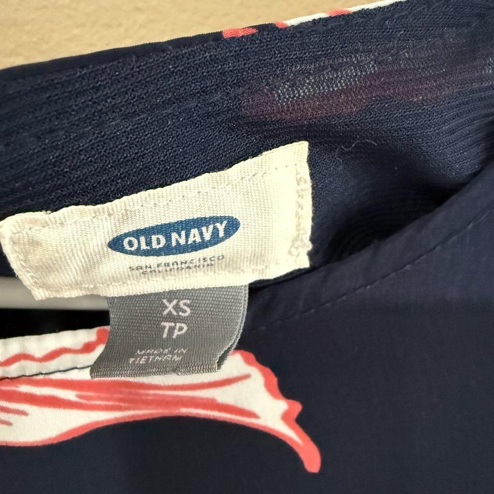 NEW Old Navy Navy Blue Pink White floral Dress XS 3/4 Sleeves - Picture 9 of 10